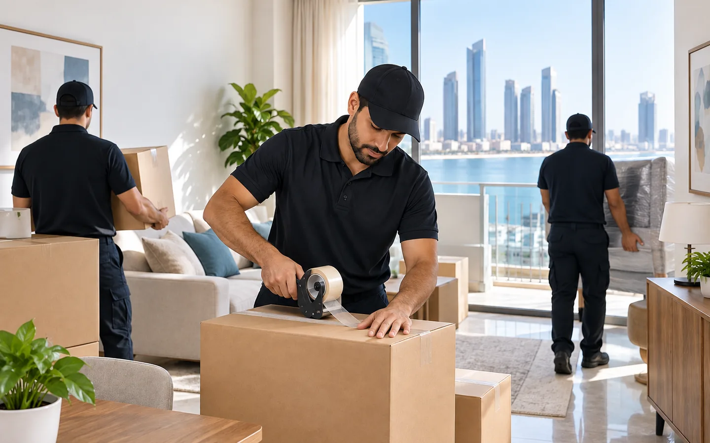 Professional movers handling a Dubai relocation